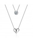 XIYANIKE 925 Sterling Silver naszyjnik dwuwarstwowy łańcuch cyrkon wisiorki serca naszyjniki dla kobiet prezent kolye Choker 201