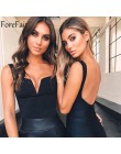 Forefair V Neck bez rękawów Sexy body damski letni kombinezon jednoczęściowy biały czarny kombinezon bez pleców body na ramiączk