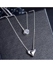 XIYANIKE 925 Sterling Silver naszyjnik dwuwarstwowy łańcuch cyrkon wisiorki serca naszyjniki dla kobiet prezent kolye Choker 201