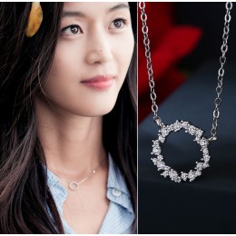 RYOUCUTE spersonalizowane 925 Sterling Silver biżuteria koreański dżet koło naszyjniki dla kobiet ślub Kolye Collares Bijoux
