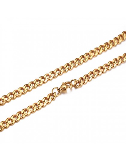 3mm/5mm/7mm Punk łańcuszek ze stali nierdzewnej naszyjnik łańcuch płaski Link czarny/złoty kolor moda 2019 Neckalce 18 cali 20 c
