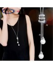 Imitacja perły wąż kryształowy długi naszyjnik łańcuch sweter Vintage Accessary kryształowy naszyjnik CollaresStatement