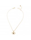 Złoty kolor oczu naszyjnik dla kobiet długi łańcuch kryształ turecki wisiorek oko naszyjniki Trendy Rhinestone collier Choker bi