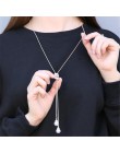 Imitacja perły wąż kryształowy długi naszyjnik łańcuch sweter Vintage Accessary kryształowy naszyjnik CollaresStatement