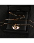 Złoty kolor oczu naszyjnik dla kobiet długi łańcuch kryształ turecki wisiorek oko naszyjniki Trendy Rhinestone collier Choker bi