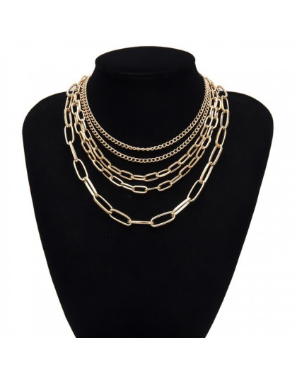 Gotycki kubański masywny łańcuch duży choker naszyjnik Collares Hip Hop wielowarstwowe żelazo gruby długi naszyjnik Steampunk ko