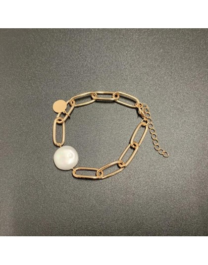 SRCOI Hip Hop długi Link Chain fajne proste sztuczna Pearl Choker naszyjnik osobowość Punk Trendy Chunky Collar kobiety Party 20