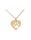Hollow pet paw drukuje naszyjniki pies miłośnik kotów biżuteria z motywem zwierząt domowych serce puppy memorial naszyjnik charm