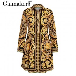 Glamaker Sexy paisley nadruk w stylu vintage złota sukienka kobiety v neck krótka koszula sukienka lato elegancki strój klubowy 