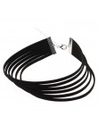 Moda prosta konstrukcja PU skóra krótki naszyjnik charms kobiety Punk Style czarny czerwony komunikat Choker naszyjnik biżuteria