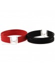 Moda prosta konstrukcja PU skóra krótki naszyjnik charms kobiety Punk Style czarny czerwony komunikat Choker naszyjnik biżuteria
