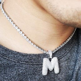 Niestandardowe nazwa CZ 26 litery naszyjnik i wisiorek z 5mm łańcuch tenisowy Cubic cyrkon kobiety męska Hip hop biżuteria
