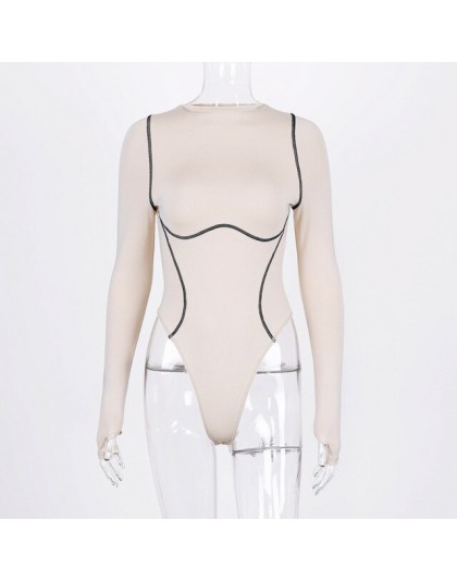 Hugcitar 2019 z długim rękawem w paski linii patchwork bodycon sexy playsuit jesień zima kobiety streetwear stroje kobiece ciało