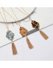 Kwiat sześciokąt Abalone shell Leopard naszyjnik frędzle długi łańcuszek naszyjnik sweter moda biżuteria geometryczna