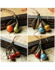 Długa skórzana lina łańcuchowa kulka ceramiczna wisiorek w stylu Vintage sweter naszyjnik łańcuch Choker dla kobiet odzież preze