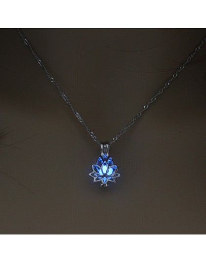 2.2*1.5cm Luminous świecące w ciemności lotus w kształcie kwiatu naszyjnik dla kobiet biżuteria