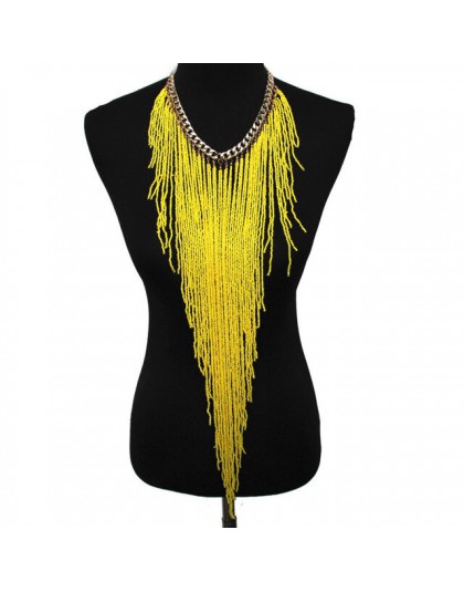 MANILAI styl boho Design kobiety moda urok biżuteria żywica koralik ręcznie długi Tassel komunikat Link choker łańcuszek naszyjn
