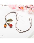 Długa skórzana lina łańcuchowa kulka ceramiczna wisiorek w stylu Vintage sweter naszyjnik łańcuch Choker dla kobiet odzież preze