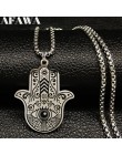 2019 Islam muzułmanin Hamsa ręcznie ze stali nierdzewnej naszyjniki mężczyźni czarne naszyjniki w kolorze srebrnym wisiorki biżu