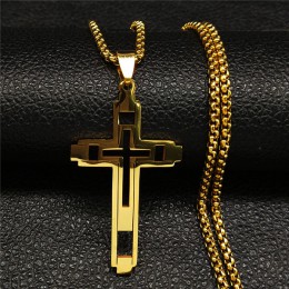 2019 moda krzyż naszyjnik Choker ze stali nierdzewnej naszyjnik dla mężczyzn złoty kolor oświadczenie naszyjnik biżuteria collar