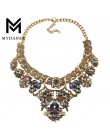 MYDANER moda marka Rhinestone wielobarwny czeski dobrej jakości Chunky Collar kobiety Choker Maxi komunikat naszyjnik biżuteria