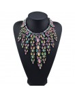 MYDANER moda marka Rhinestone wielobarwny czeski dobrej jakości Chunky Collar kobiety Choker Maxi komunikat naszyjnik biżuteria