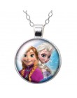 Nowe księżniczki Elsa i Anna dziewczyny zdjęcie z kreskówek srebro/wisiorek z brązu naszyjnik 25mm szkło Cabochon dziewczyna biż