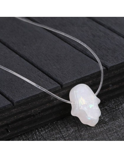 Niebieski biały Opal Hamsa naszyjnik na zamówienie ręcznie Fatima wisiorek naszyjnik kobiety przezroczyste choker łańcuszek biżu