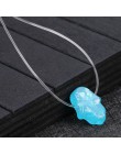 Niebieski biały Opal Hamsa naszyjnik na zamówienie ręcznie Fatima wisiorek naszyjnik kobiety przezroczyste choker łańcuszek biżu