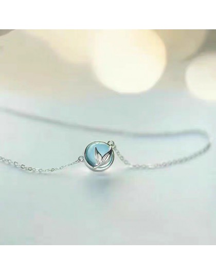 Trendy 925 Sterling srebrny kryształ ogon syreny naszyjniki wisiorki dla kobiet długie choker łańcuszek naszyjnik Collares kołni