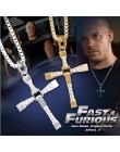 Złoto srebro męskie naszyjniki moda biżuteria filmowa szybki i wściekły Toretto mężczyźni klasyczny krzyż naszyjnik