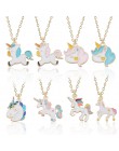 Dropshipping jednorożec naszyjnik najlepsi przyjaciele Kawaii śliczny naszyjnik złoty łańcuch Choker dla kobiet dziewczyn prezen