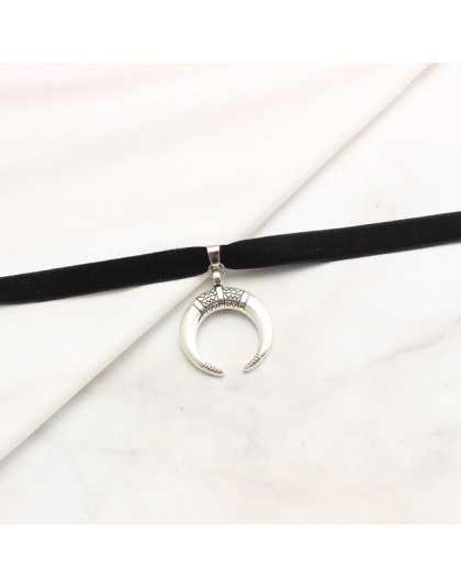 HZ nowy 2019 fajne zaprojektowany księżyc aksamitny wisiorek Chocker Metal osobowość Sexy Chain fajny naszyjnik dla kobiet Pub b