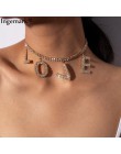 Luksusowy kryształ list miłosny Choker naszyjnik dla kobiet kołnierz Femme komunikat Punk łańcuszek z kryształów górskich naszyj