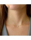 ROXI biały ogień Opal Choker naszyjnik złoty łańcuch Link naszyjnik mały okrągły wisiorek naszyjnik dla kobiet moda minimalistyc