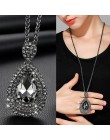 Luksusowe długi łańcuch naszyjniki dla kobiet 2019 moda Waterdrop szary kryształ naszyjnik kobiet Collier Femme Party biżuteria