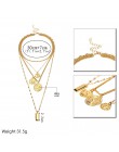 Ingemark wielowarstwowe rzeźbione monety Choker naszyjnik Boho Vintage koraliki ze stopu anioł słońce wisiorek kwiat długi naszy