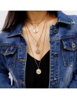 Ingemark wielowarstwowe rzeźbione monety Choker naszyjnik Boho Vintage koraliki ze stopu anioł słońce wisiorek kwiat długi naszy