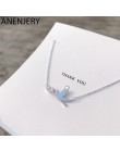 ANENJERY minimalistyczny 925 Sterling Silver Swallow naszyjniki dla kobiet cyrkon choker collares S-N467