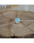 ROXI biały ogień Opal Choker naszyjnik złoty łańcuch Link naszyjnik mały okrągły wisiorek naszyjnik dla kobiet moda minimalistyc