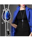 Luksusowe długi łańcuch naszyjniki dla kobiet 2019 moda Waterdrop szary kryształ naszyjnik kobiet Collier Femme Party biżuteria