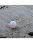 ROXI biały ogień Opal Choker naszyjnik złoty łańcuch Link naszyjnik mały okrągły wisiorek naszyjnik dla kobiet moda minimalistyc