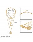 Ingemark wielowarstwowe rzeźbione monety Choker naszyjnik Boho Vintage koraliki ze stopu anioł słońce wisiorek kwiat długi naszy