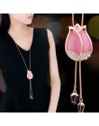 Luksusowe długi łańcuch naszyjniki dla kobiet 2019 moda Waterdrop szary kryształ naszyjnik kobiet Collier Femme Party biżuteria