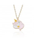 Dropshipping jednorożec naszyjnik najlepsi przyjaciele Kawaii śliczny naszyjnik złoty łańcuch Choker dla kobiet dziewczyn prezen