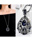 Luksusowe długi łańcuch naszyjniki dla kobiet 2019 moda Waterdrop szary kryształ naszyjnik kobiet Collier Femme Party biżuteria