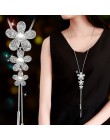 Luksusowe długi łańcuch naszyjniki dla kobiet 2019 moda Waterdrop szary kryształ naszyjnik kobiet Collier Femme Party biżuteria