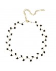 2019 nowości Hot moda czarny kryształ naszyjnik Kolye Collier prosty krzyż Strand zroszony Chokers naszyjniki kobiety biżuteria