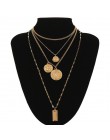 Ingemark wielowarstwowe rzeźbione monety Choker naszyjnik Boho Vintage koraliki ze stopu anioł słońce wisiorek kwiat długi naszy