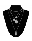 Ingemark wielowarstwowe rzeźbione monety Choker naszyjnik Boho Vintage koraliki ze stopu anioł słońce wisiorek kwiat długi naszy